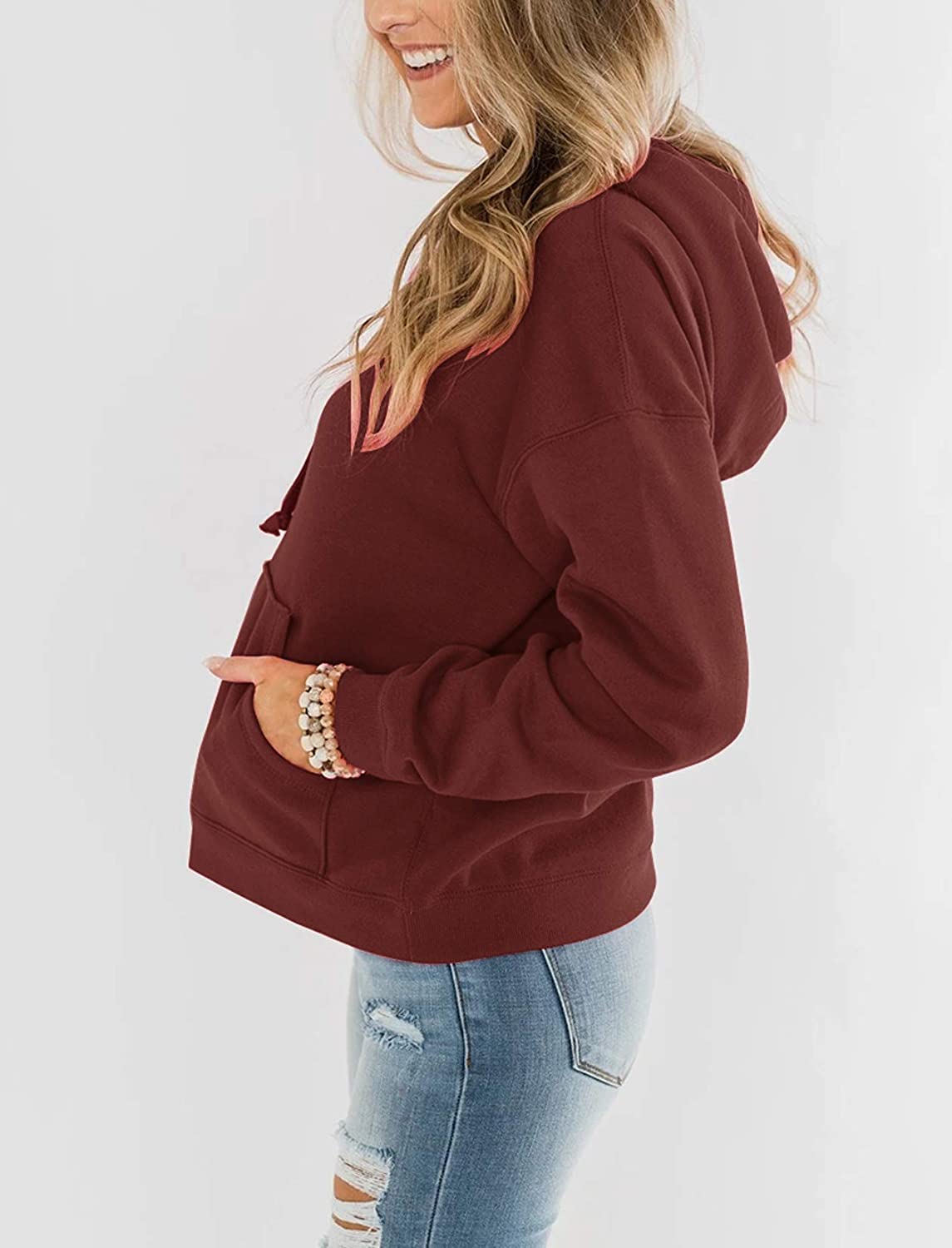 Bingerlily Women's Wine Red Hoodie