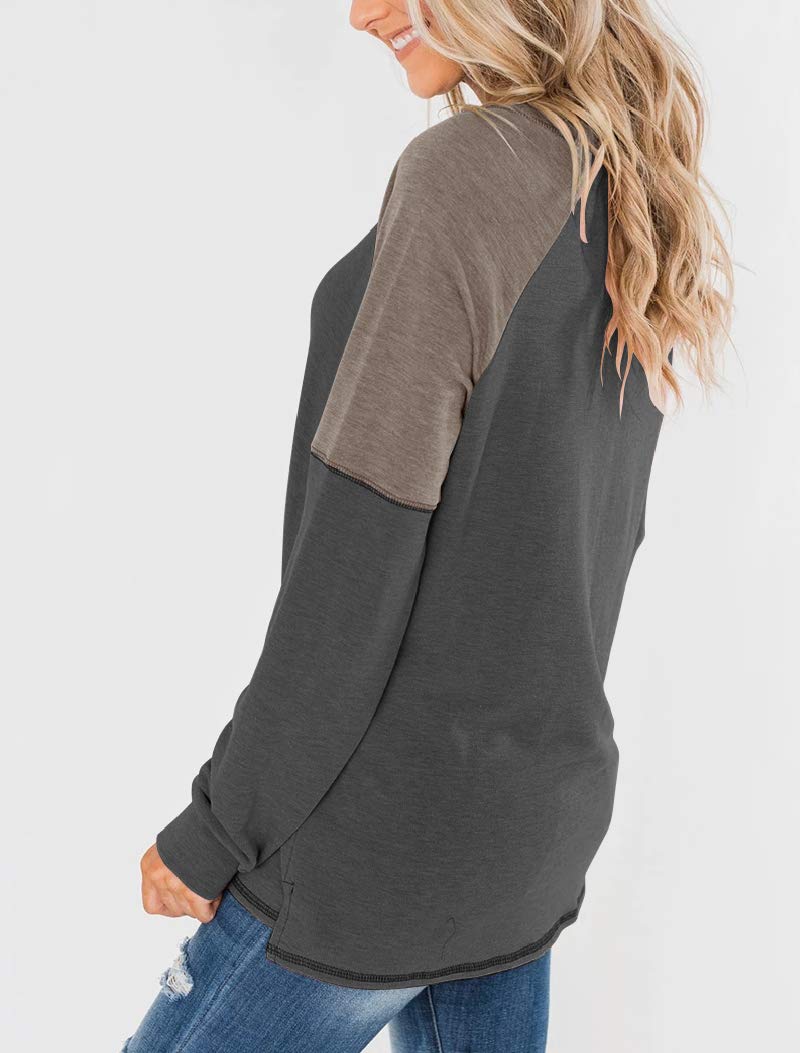 Bingerlily Women Charcoal Long Sleeve Tunic Top