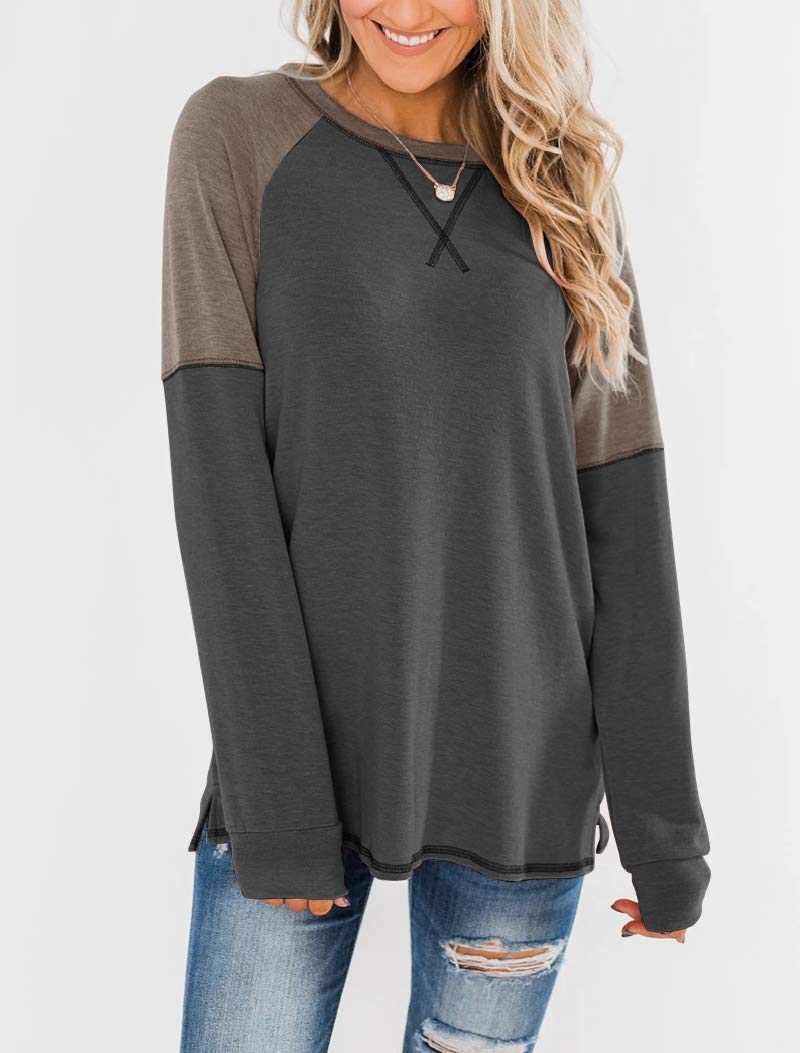 Bingerlily Women Charcoal Long Sleeve Tunic Top