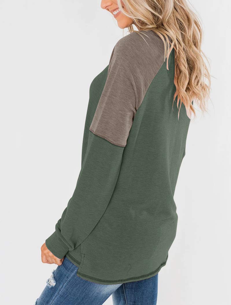 Bingerlily Women Dull Green Long Sleeve Tunic Top