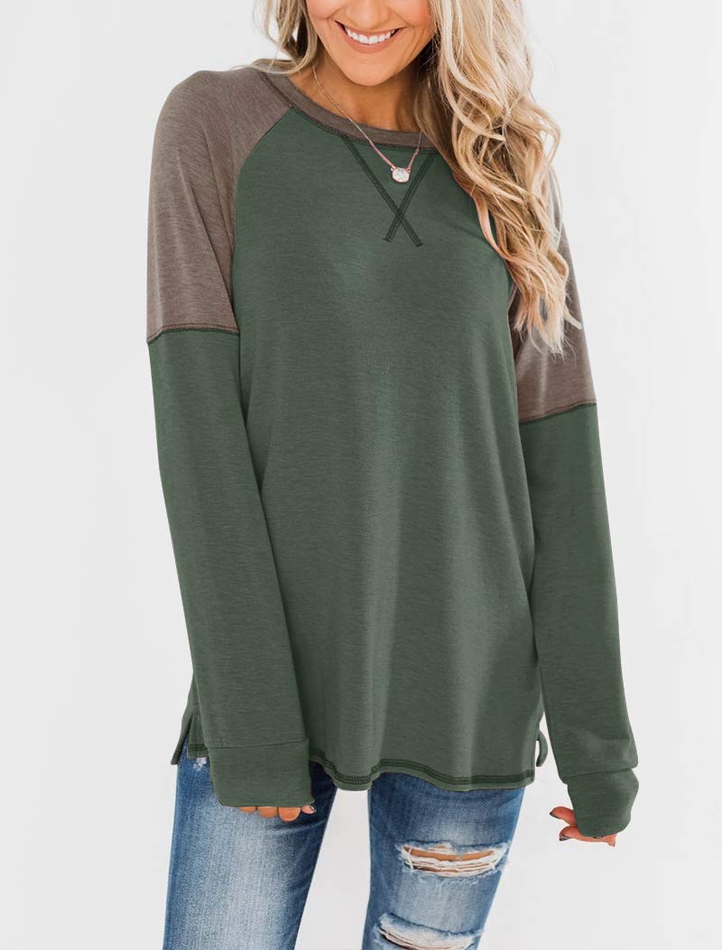 Bingerlily Women Dull Green Long Sleeve Tunic Top