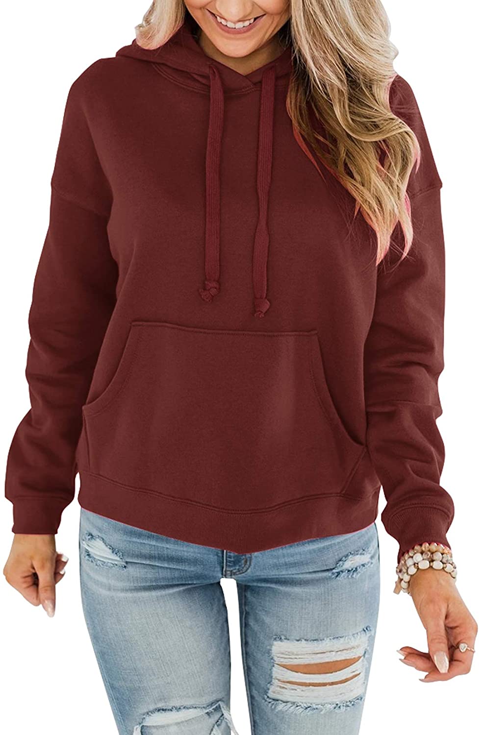 Bingerlily Women's Wine Red Hoodie