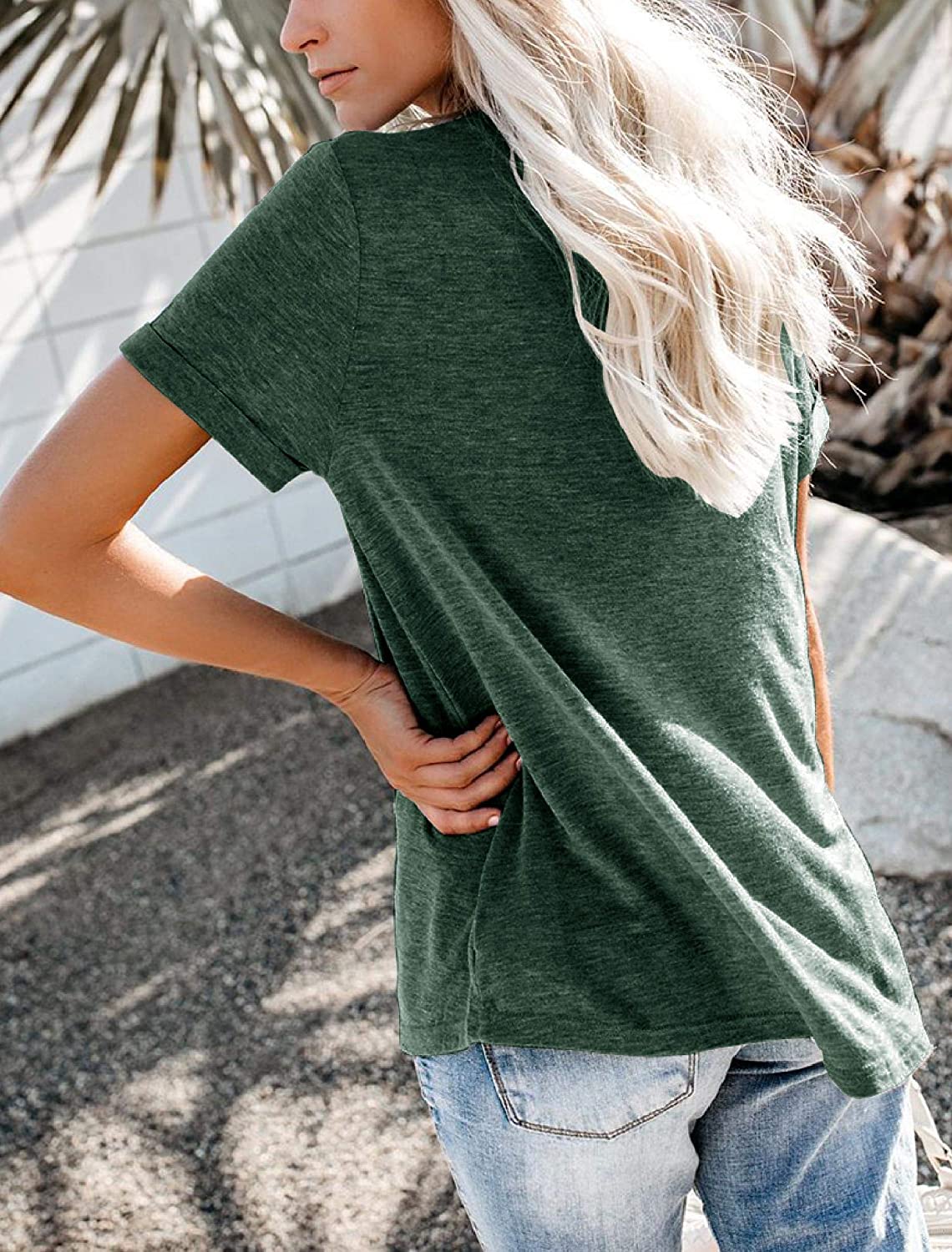 Bingerlily Green Roll Up Short Sleeve T Shirt