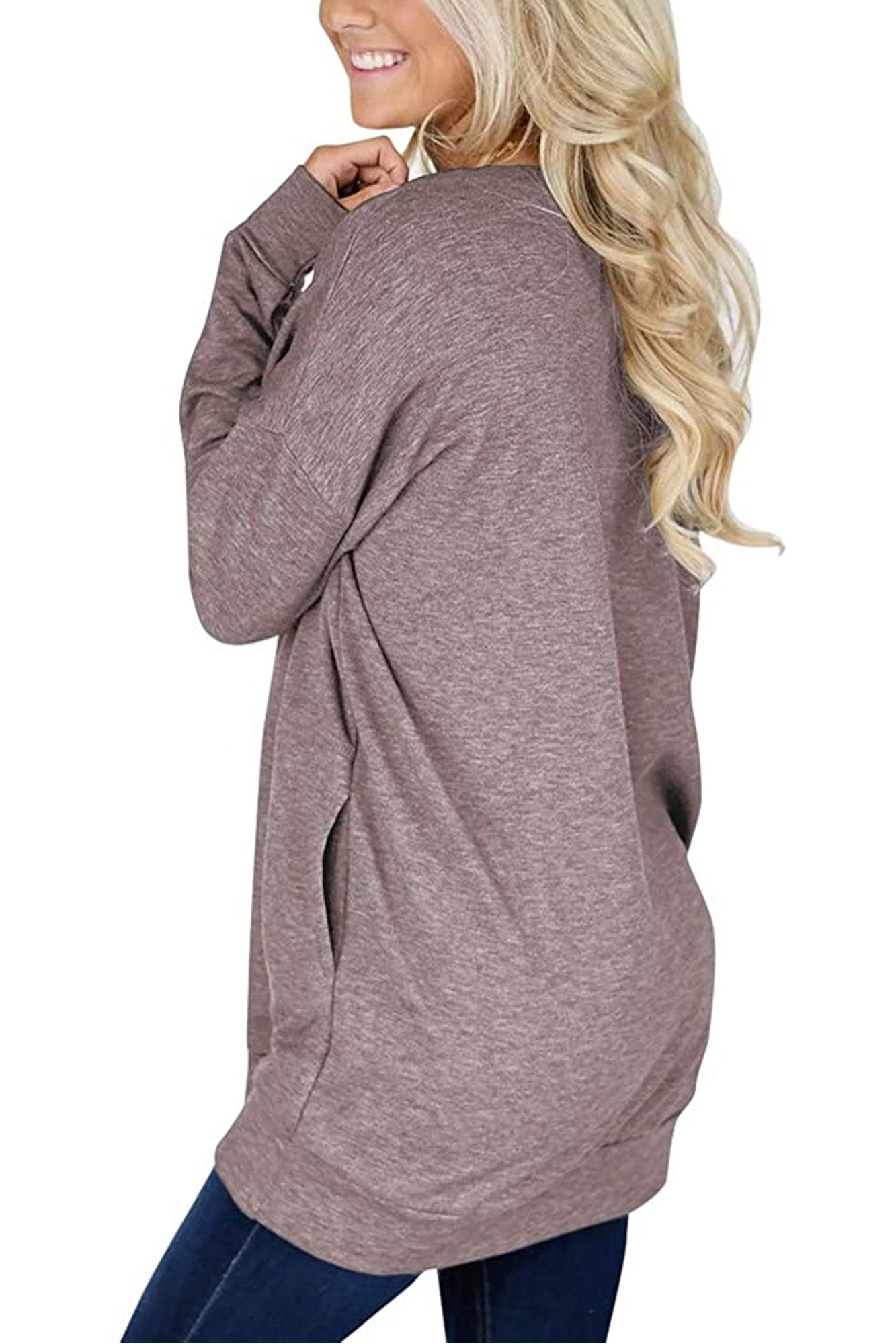 Bingerlily Brown Top Tunic with Pockets