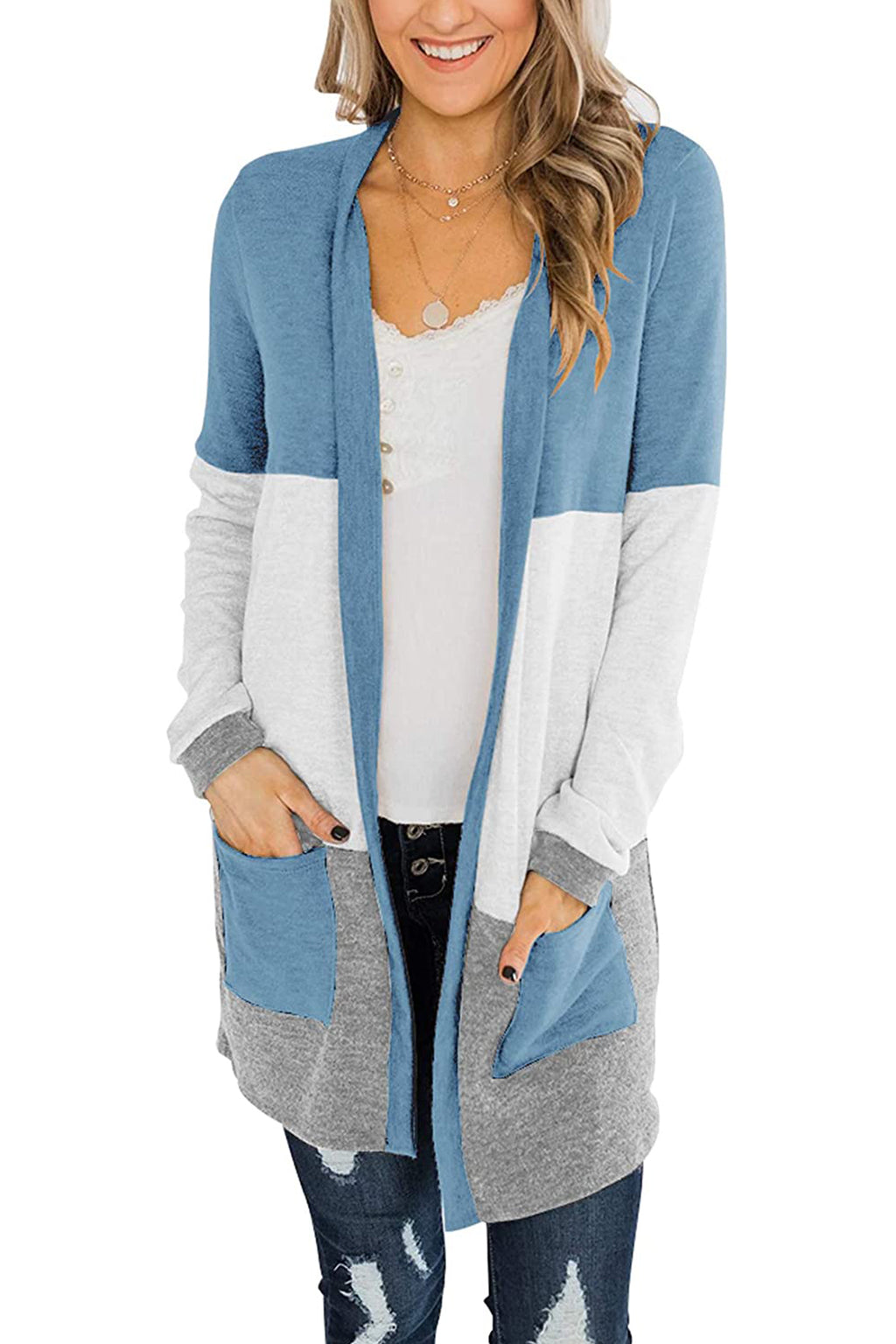 Bingerlily Blue Open Front Cardigan