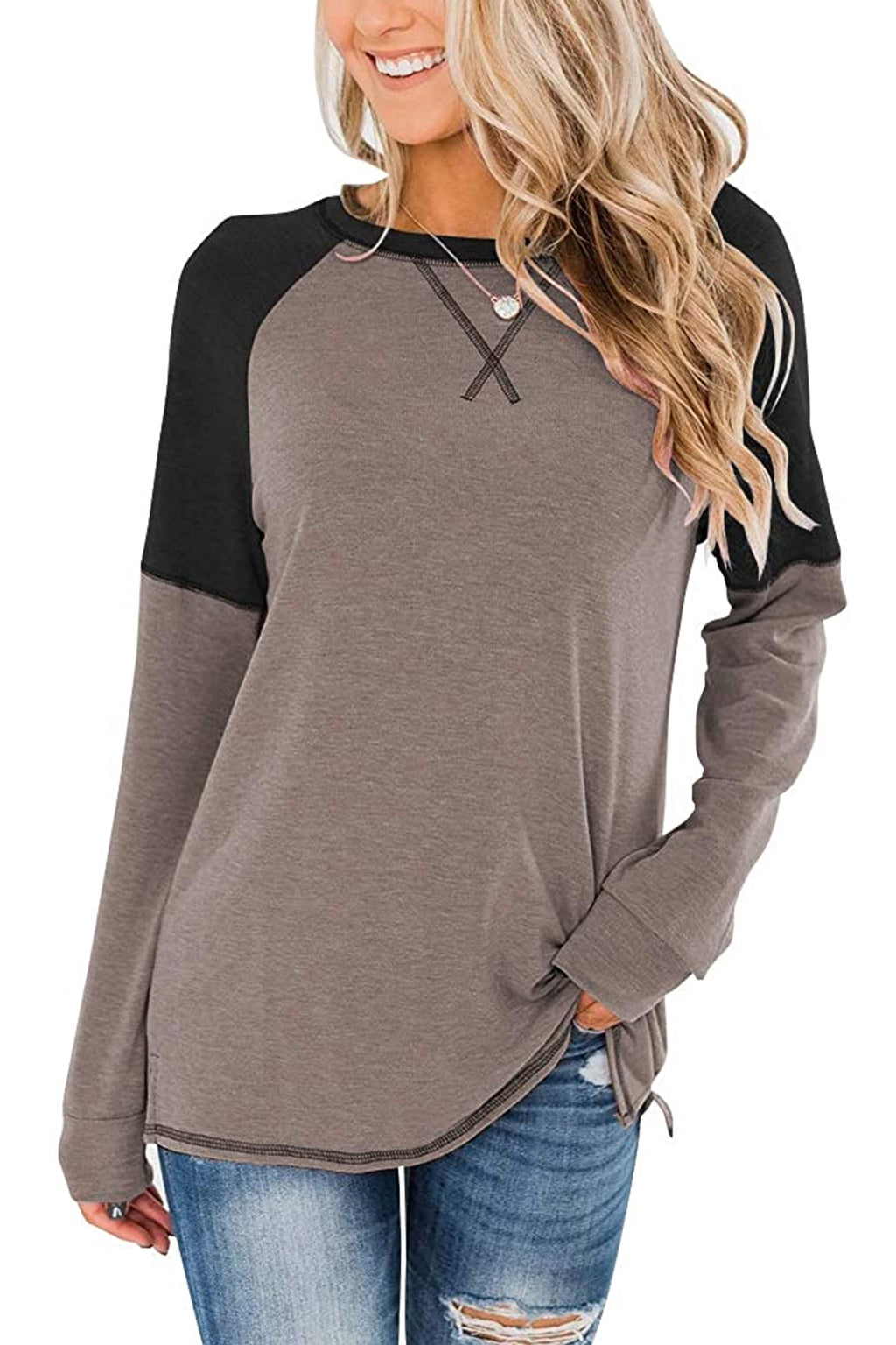 Bingerlily Women Brown Long Sleeve Tunic Top