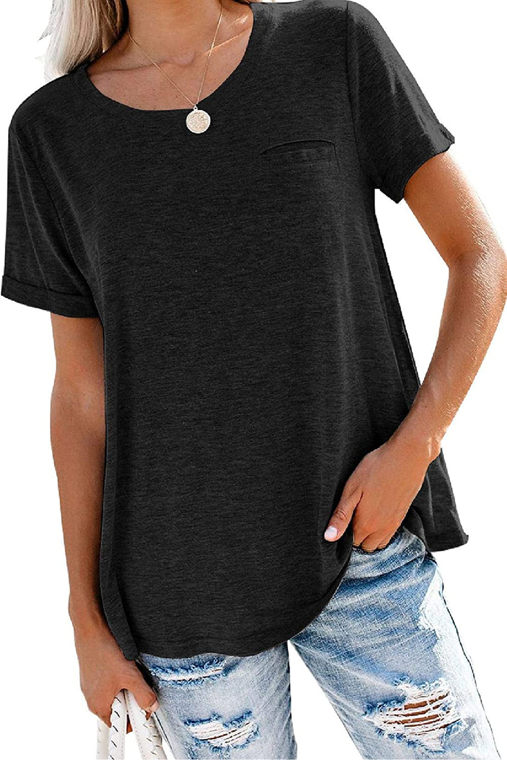 Bingerlily Black Roll Up Short Sleeve T Shirt
