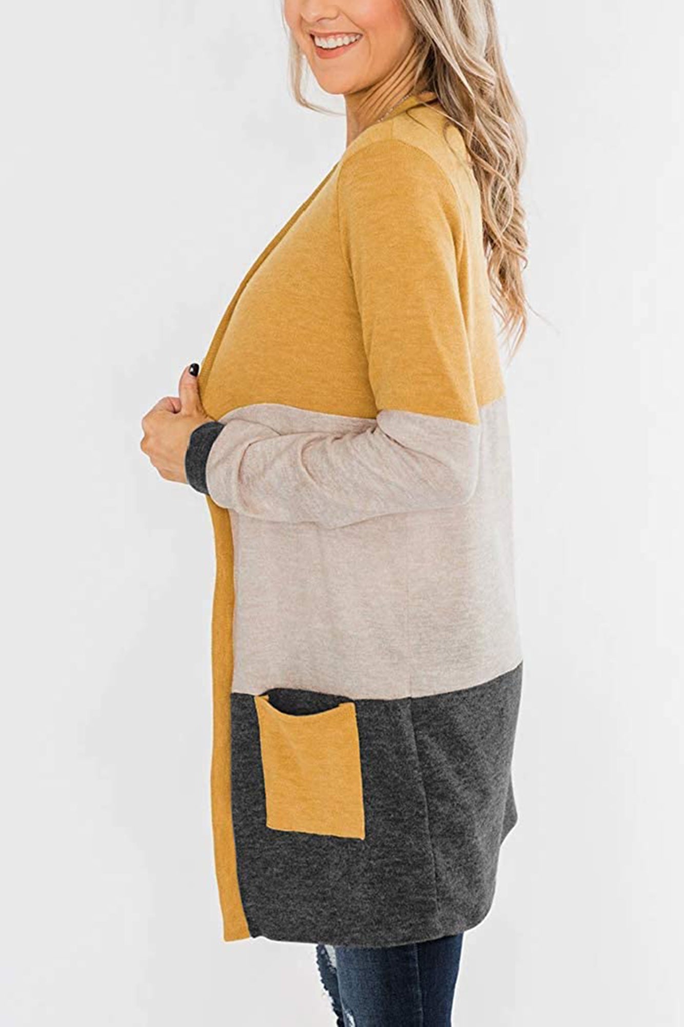 Bingerlily Yellow Open Front Cardigan