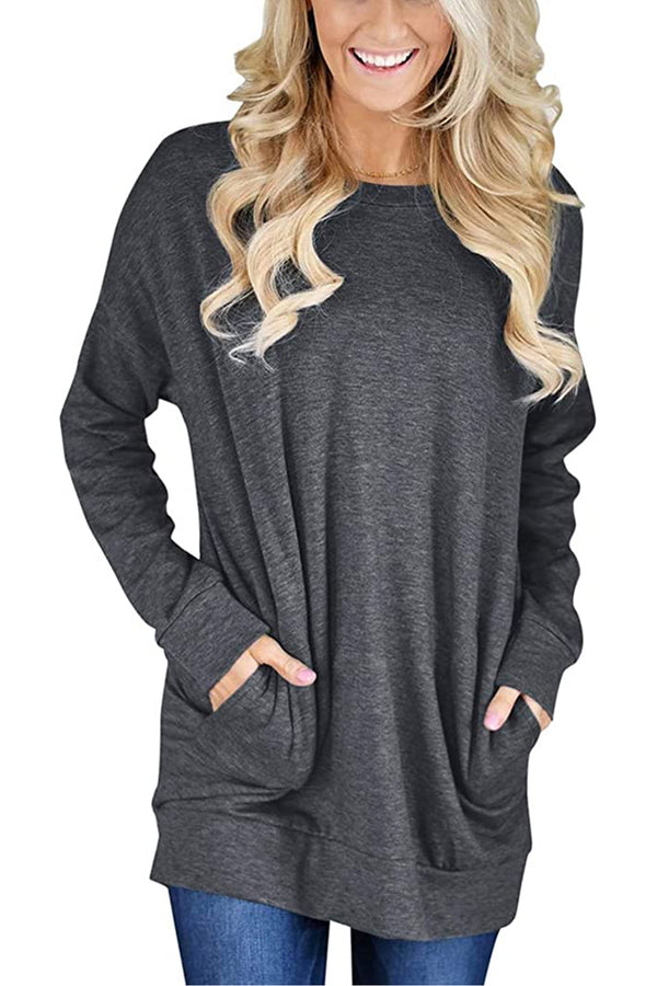 Bingerlily Charcoal Top Tunic with Pockets