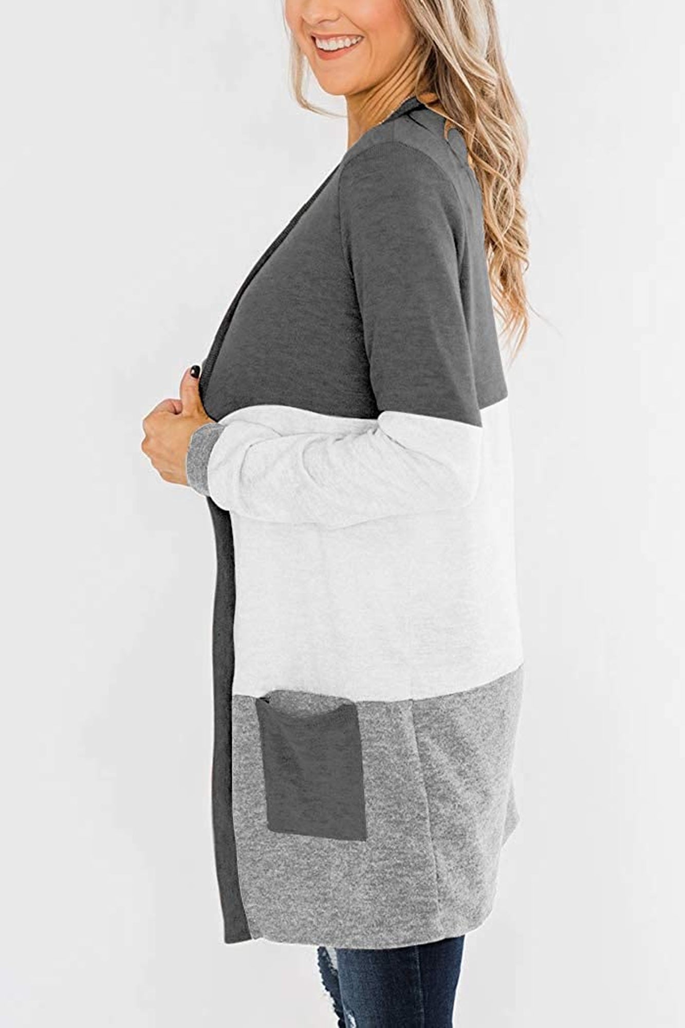 Bingerlily Charcoal Open Front Cardigan