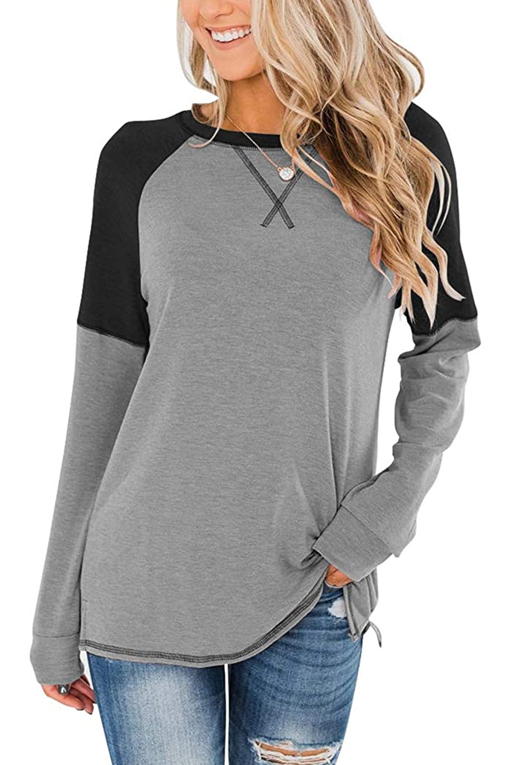 Bingerlily Women Grey Long Sleeve Tunic Top