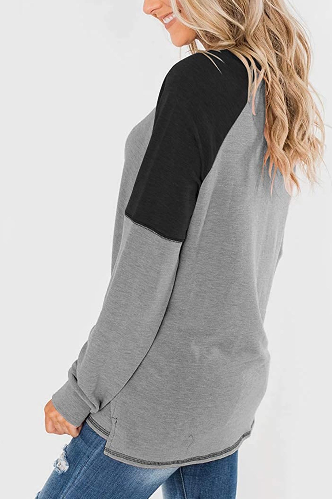 Bingerlily Women Grey Long Sleeve Tunic Top