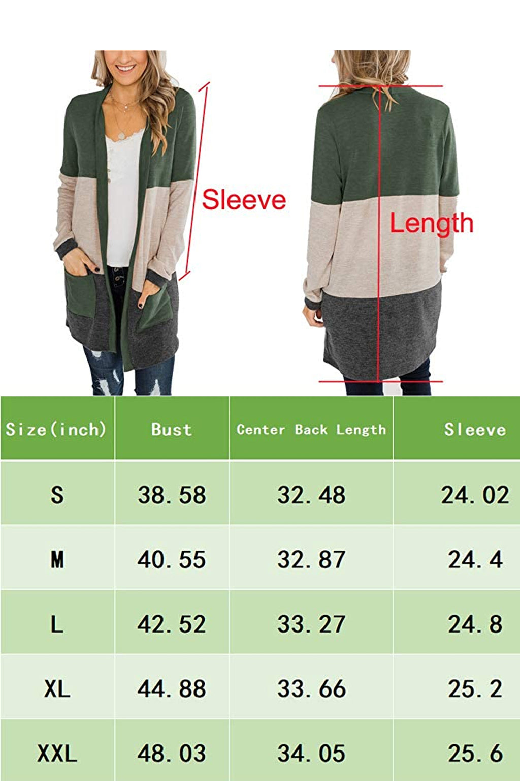 Bingerlily Green Open Front Cardigan