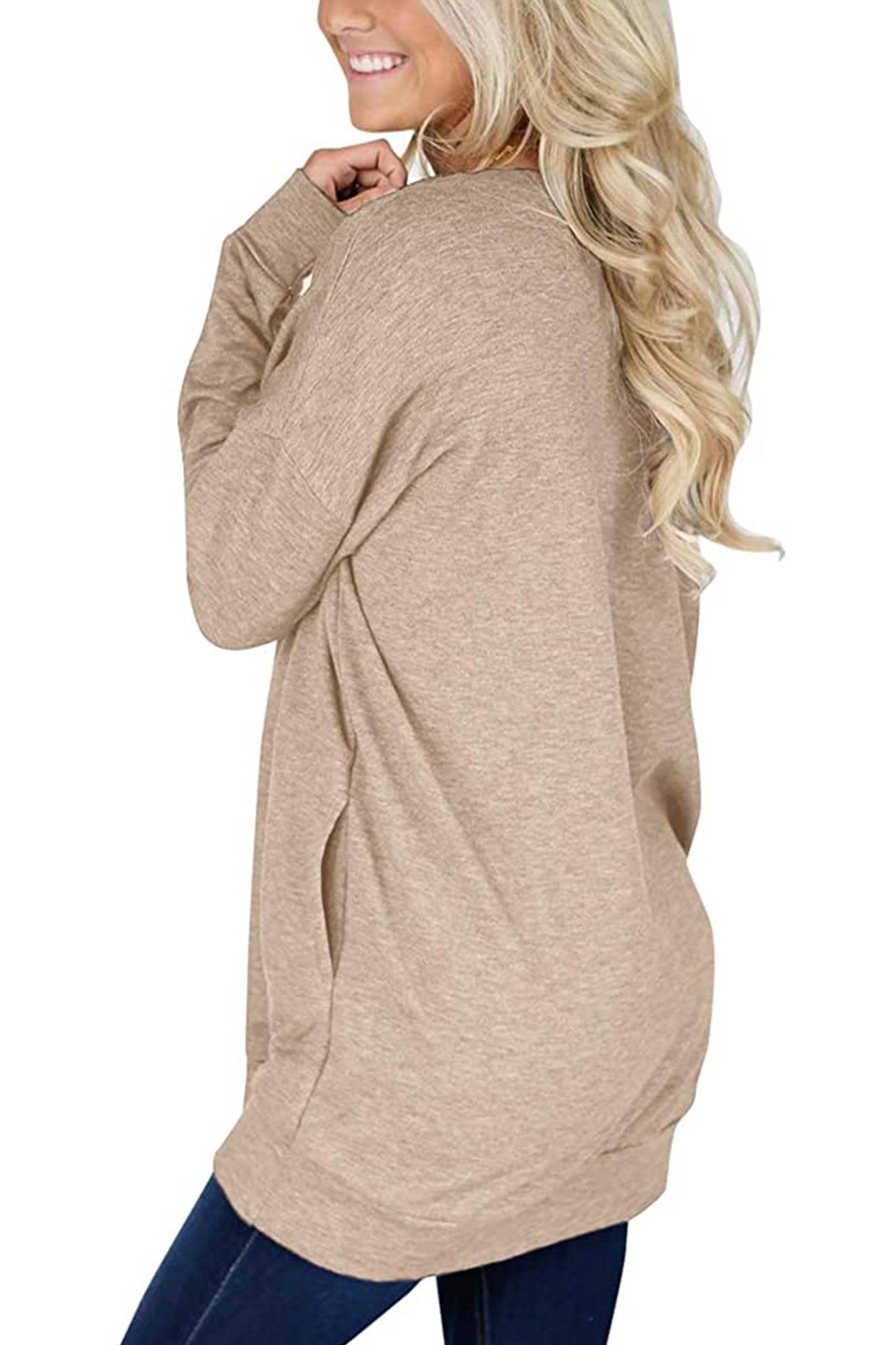 Bingerlily Khaki Top Tunic with Pockets