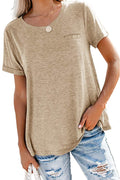 Bingerlily Khaki Roll Up Short Sleeve T Shirt