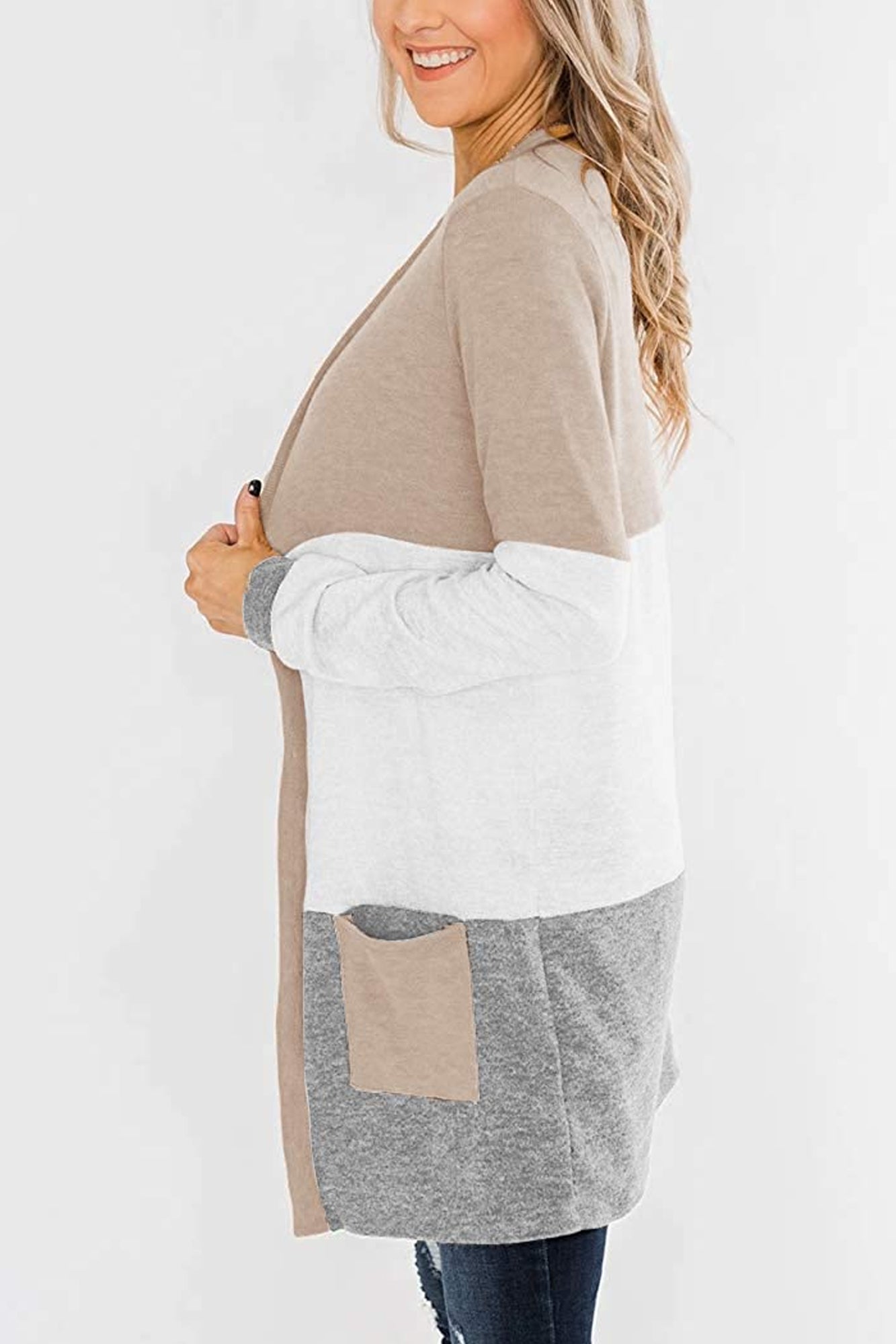 Bingerlily Khaki Open Front Cardigan