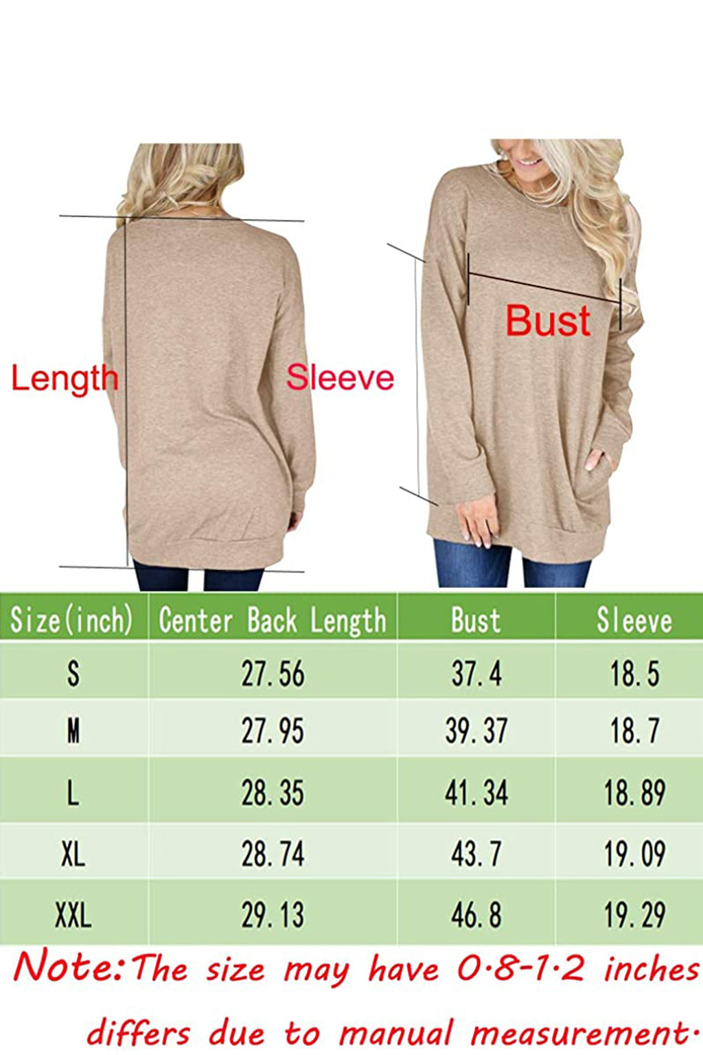 Bingerlily Khaki Top Tunic with Pockets