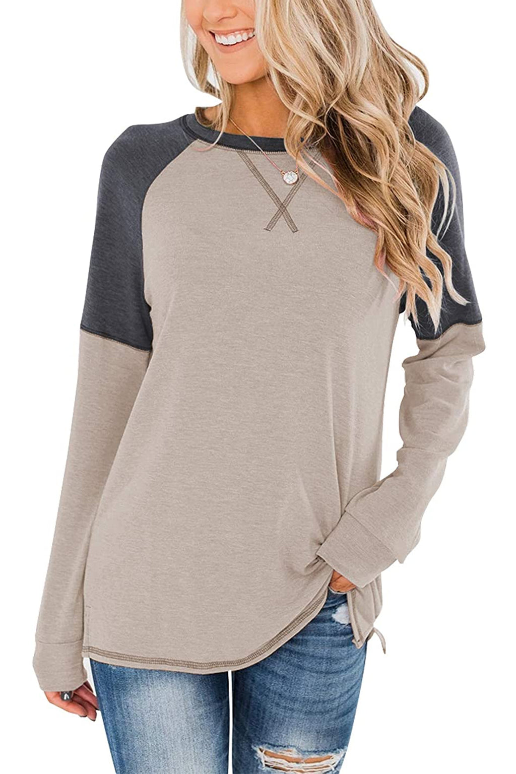 Bingerlily Women Khaki Long Sleeve Tunic Top