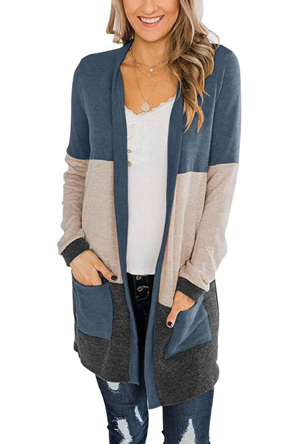 Bingerlily Navy Open Front Cardigan