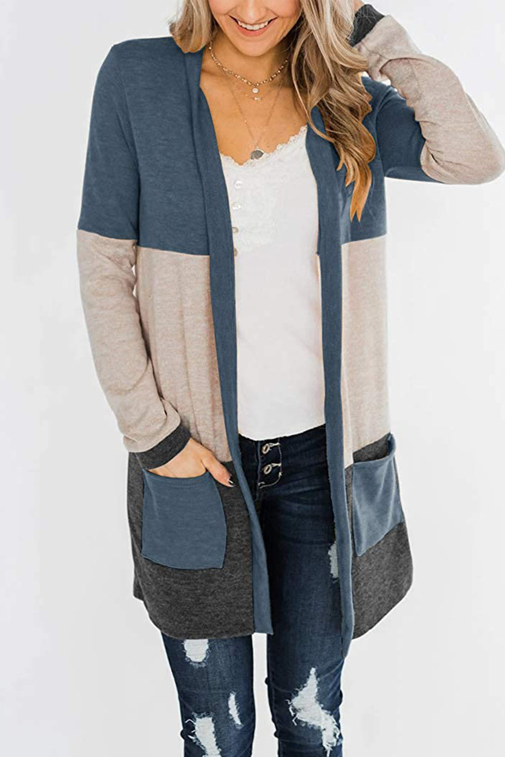 Bingerlily Navy Open Front Cardigan
