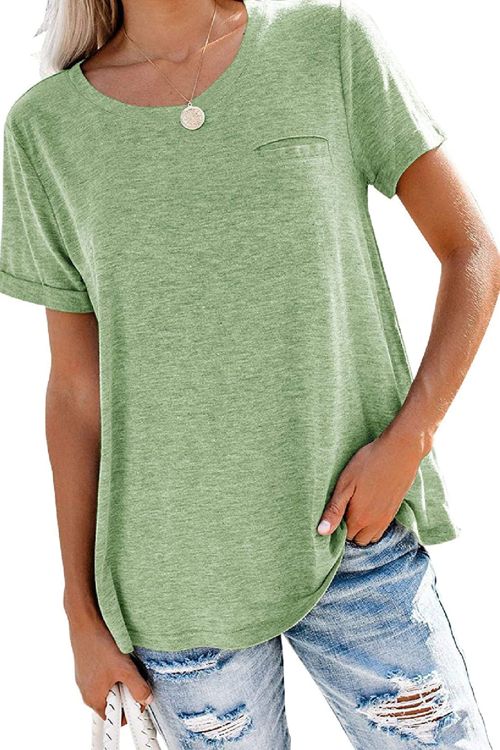 Bingerlily Olive Roll Up Short Sleeve T Shirt