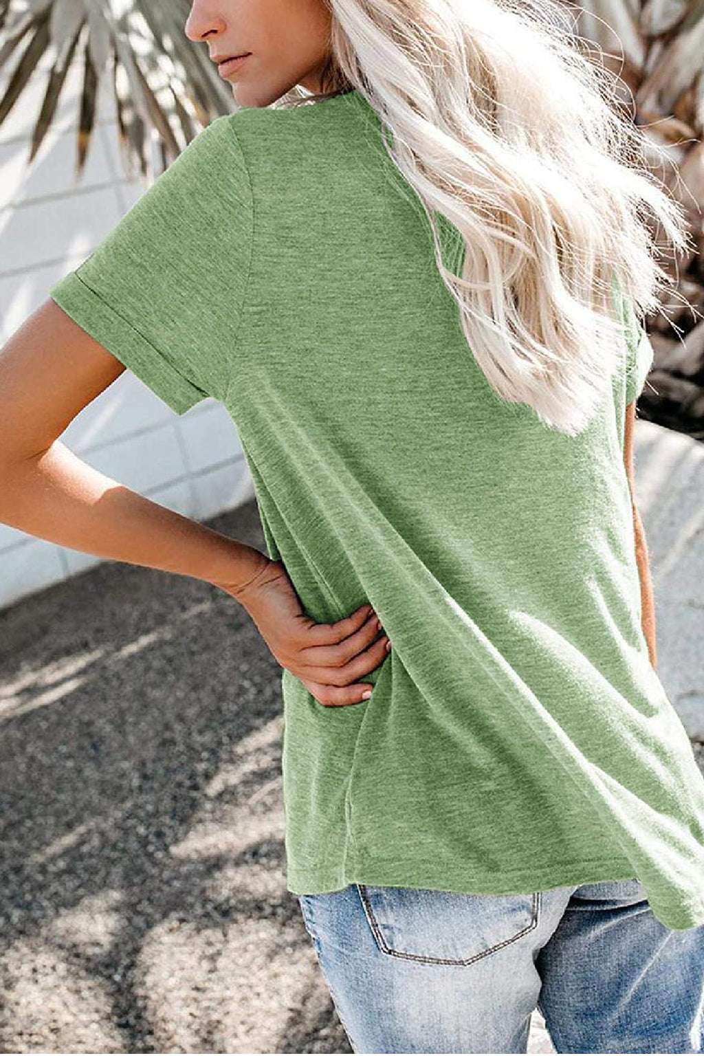 Bingerlily Olive Roll Up Short Sleeve T Shirt