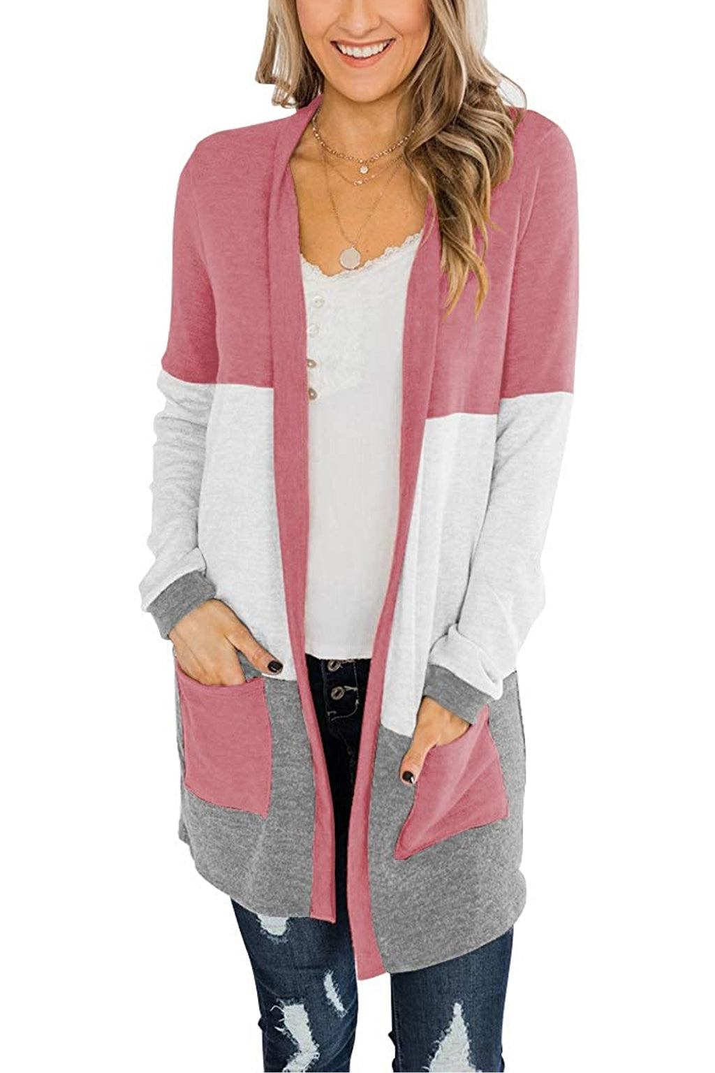 Bingerlily Pink Open Front Cardigan
