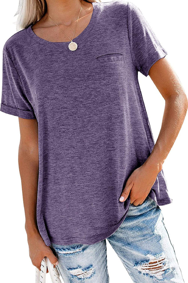 Bingerlily Purple Roll Up Short Sleeve T Shirt