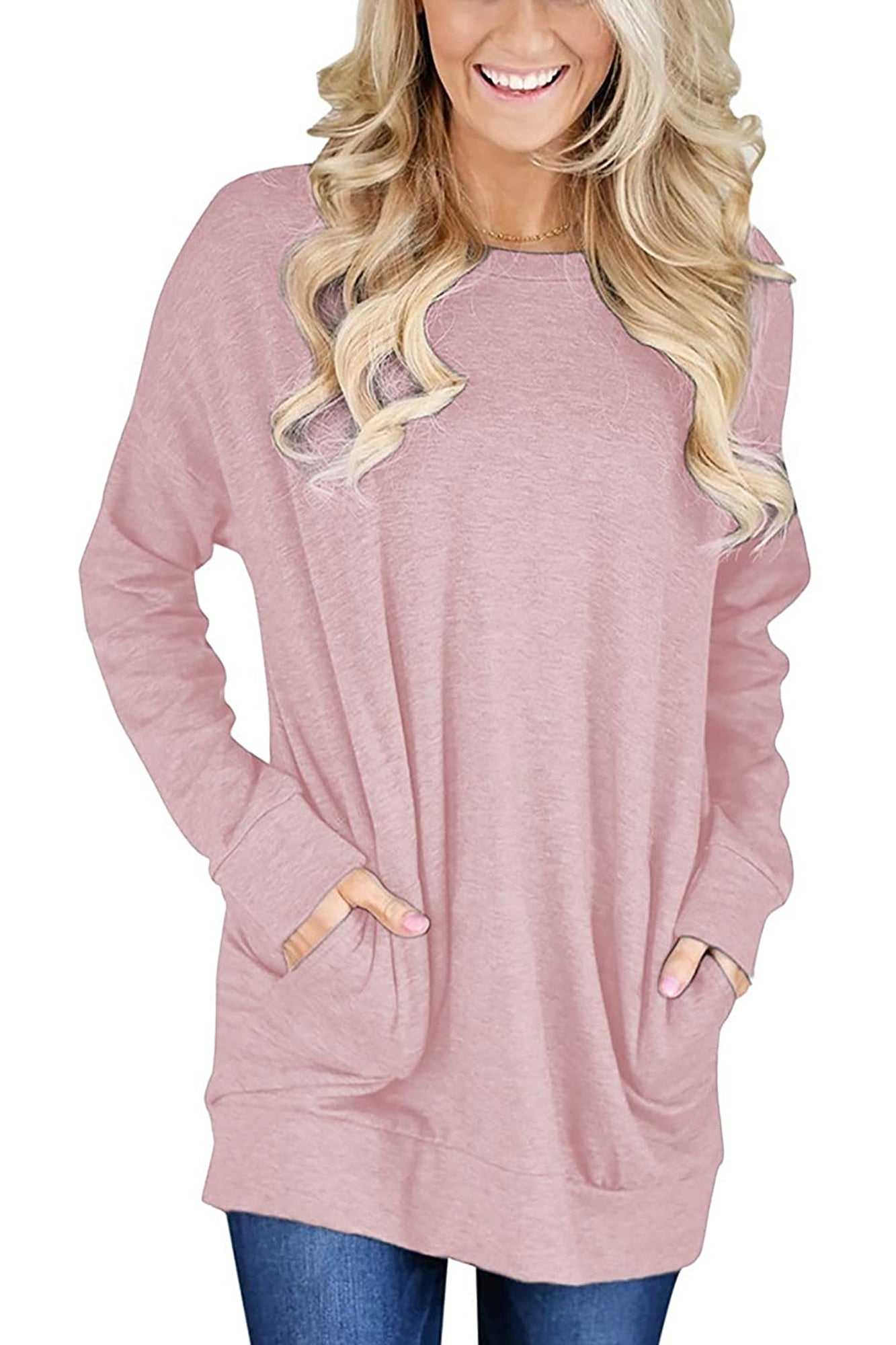 Bingerlily Pink Top Tunic with Pockets