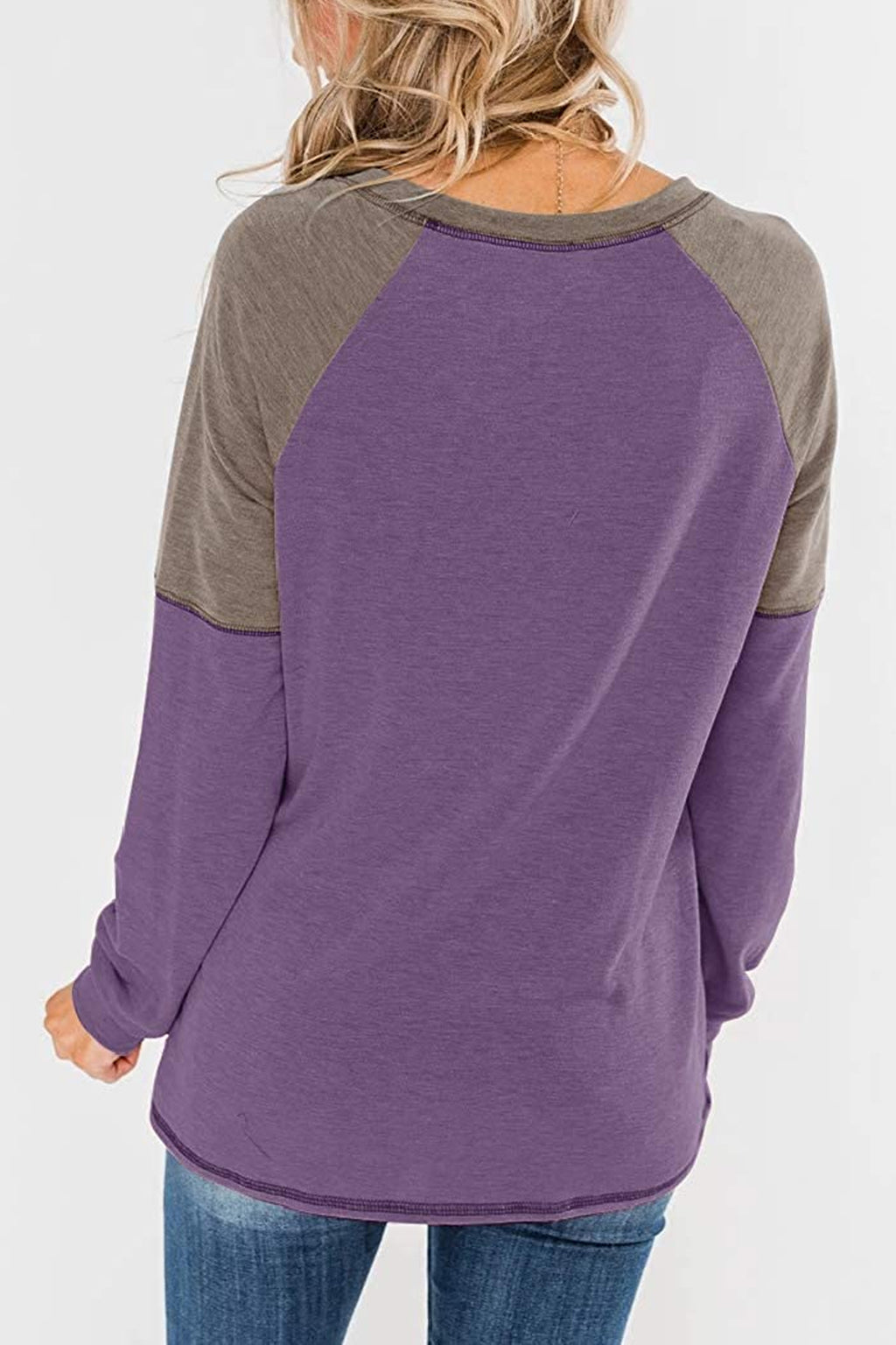 Bingerlily Women Purple Long Sleeve Tunic Top