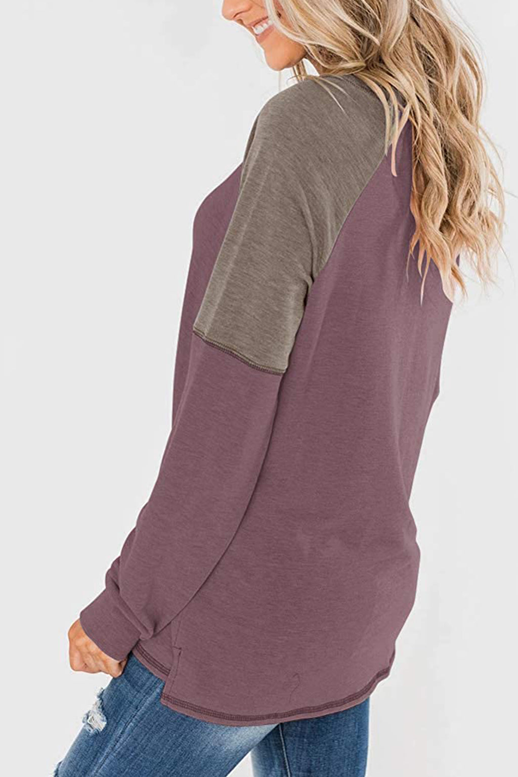 Bingerlily Women Wine Long Sleeve Tunic Top