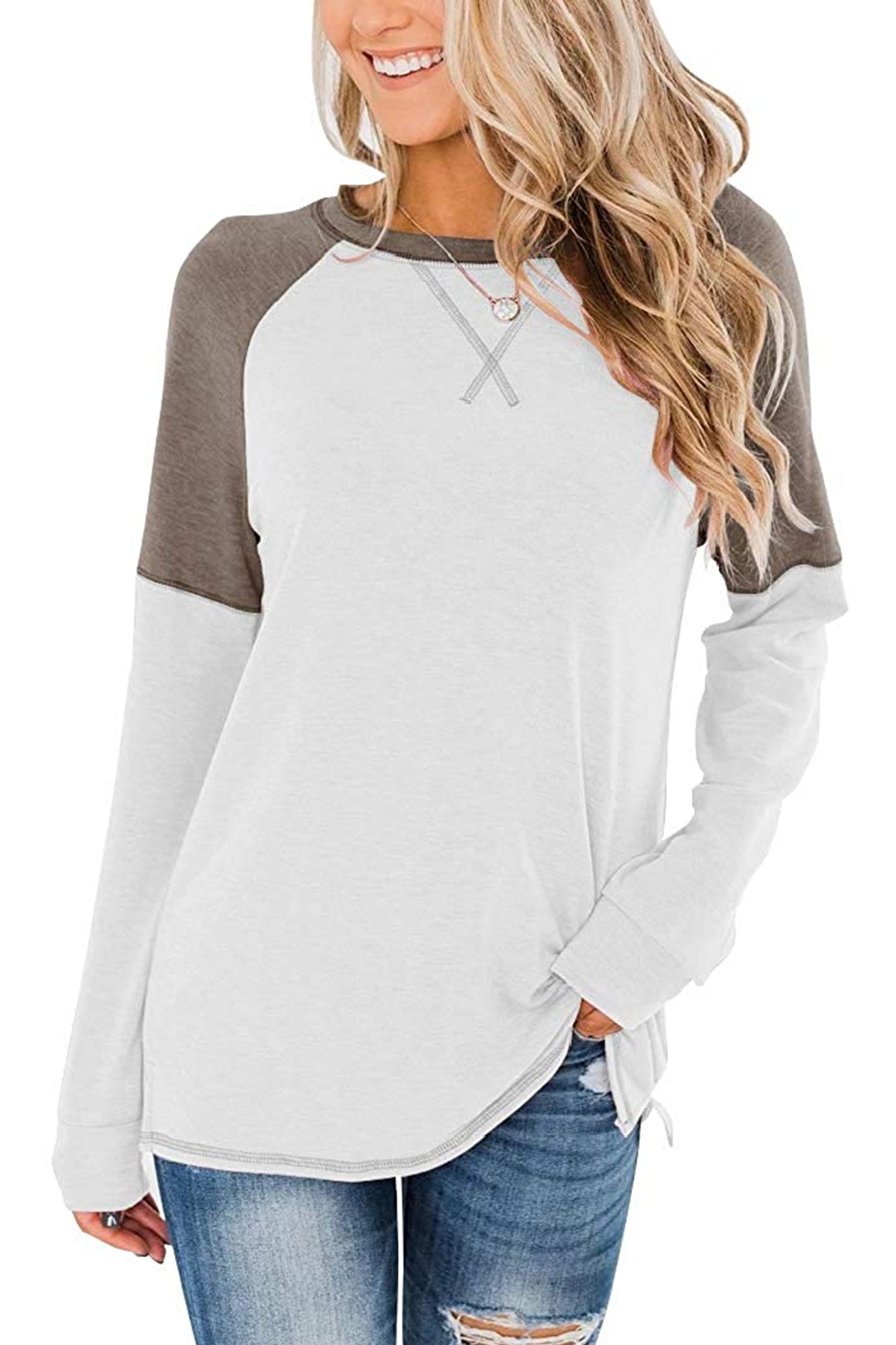 Bingerlily Women White Long Sleeve Tunic Top
