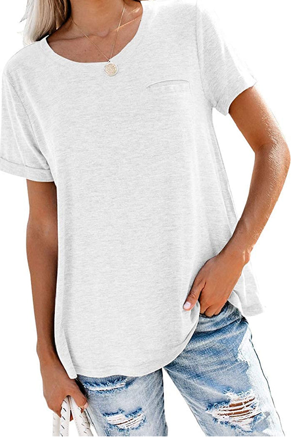 Bingerlily White Roll Up Short Sleeve T Shirt