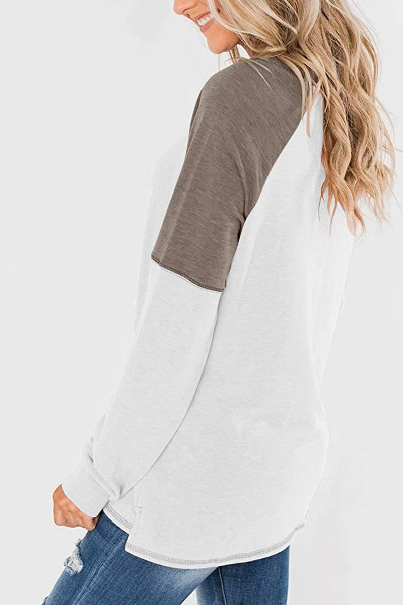 Bingerlily Women White Long Sleeve Tunic Top