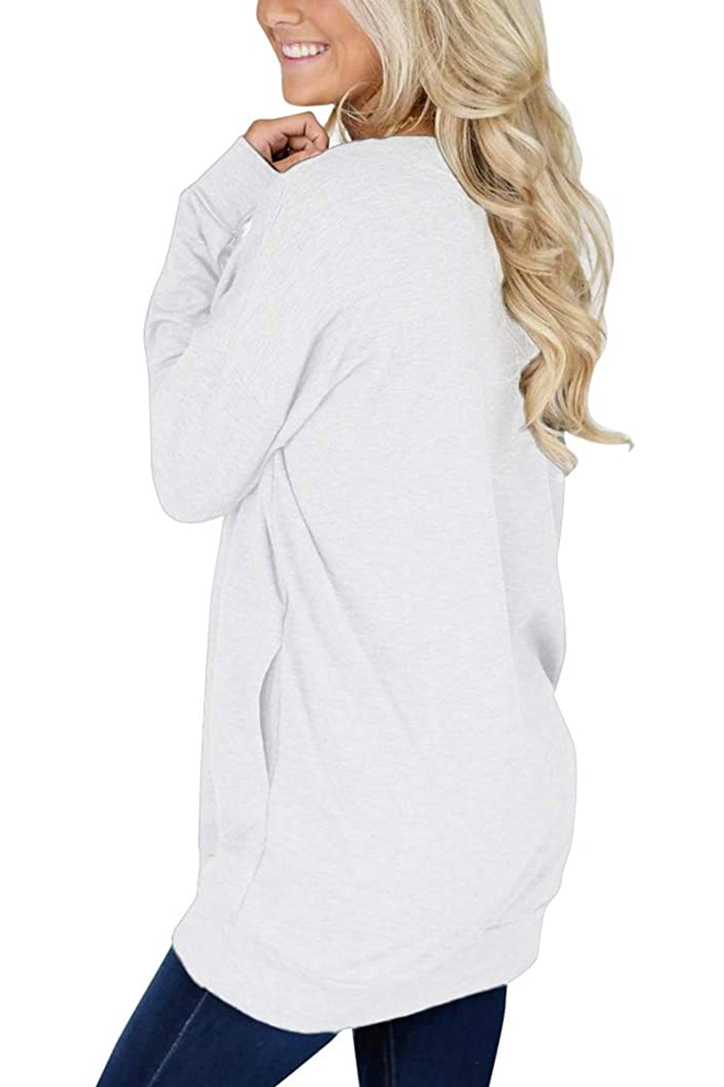 Bingerlily White Top Tunics with Pockets