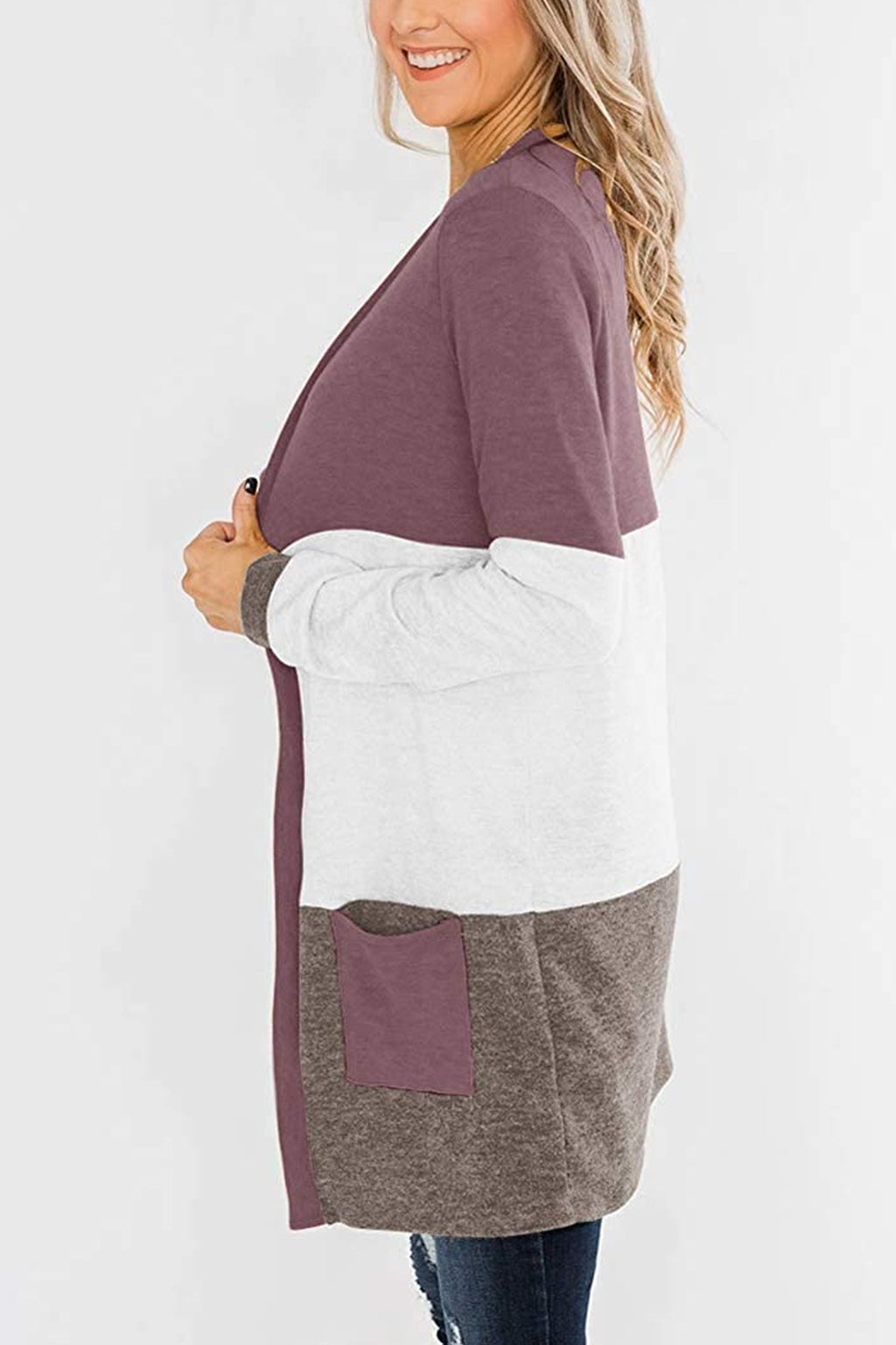 Bingerlily Wine Open Front Cardigan