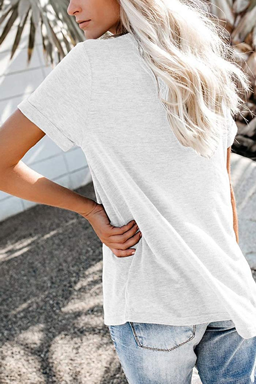 Bingerlily White Roll Up Short Sleeve T Shirt