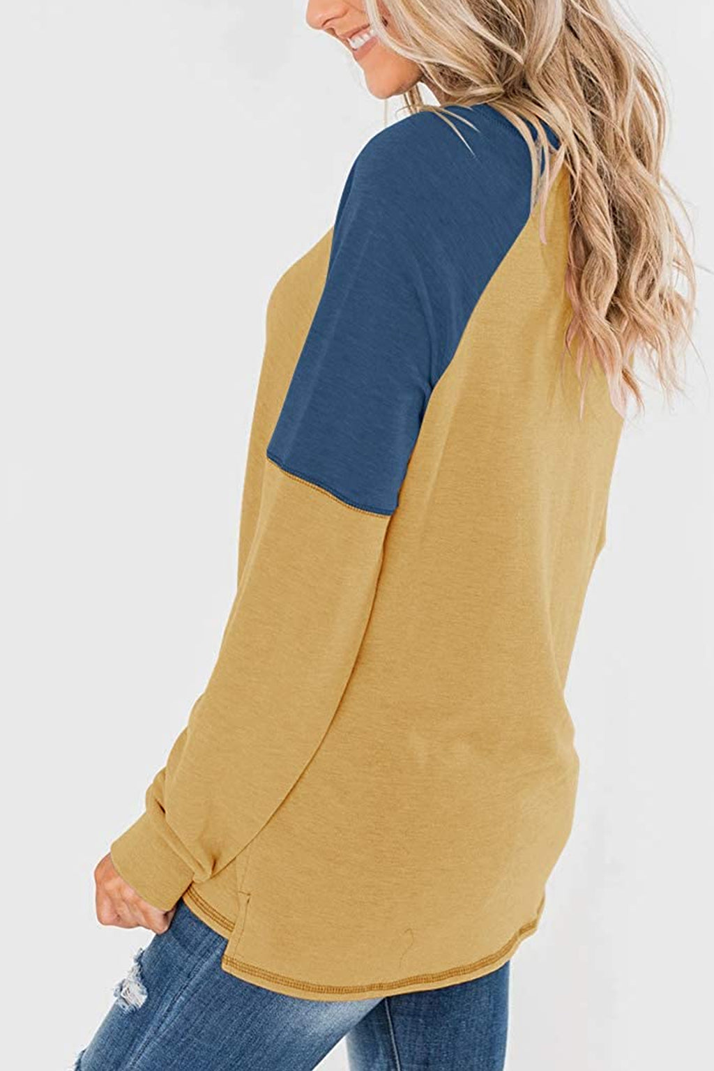 Bingerlily Women Yellow Long Sleeve Tunic Top