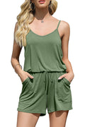 Bingerlily Women Army Green Spaghetti Strap Romper