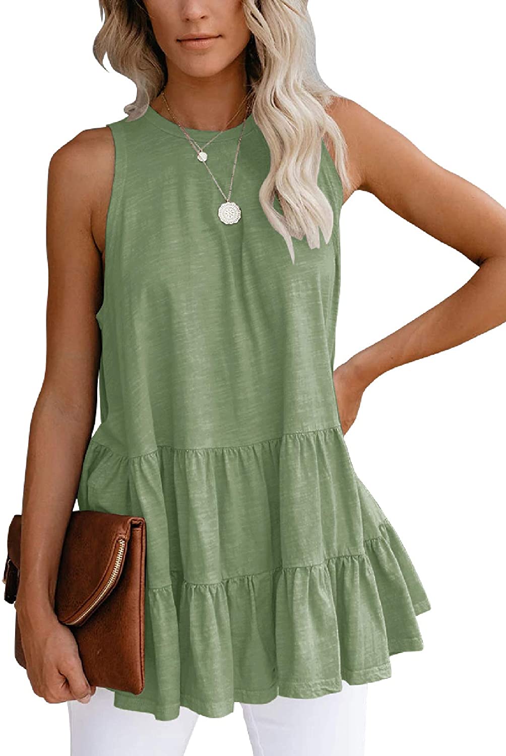 Bingerlily Women's Olive Flowy Tank Top