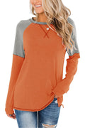 Bingerlily Women Orange Grey Long Sleeve Tunic Top