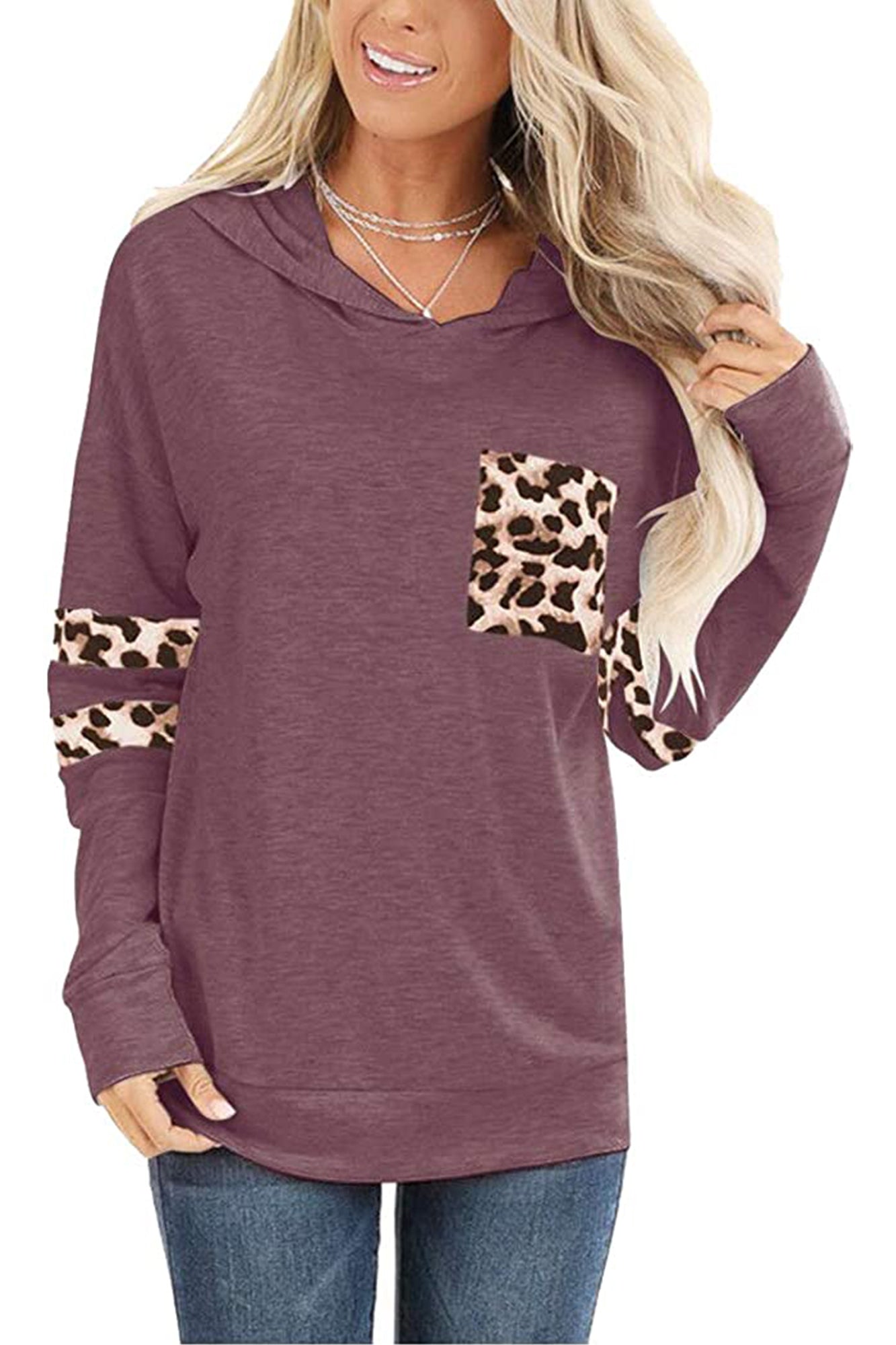 Bingerlily Women's Wine Red Pullover Sweatshirt