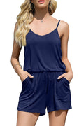 Bingerlily Women Navy Blue Spaghetti Strap Romper
