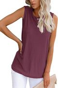 Bingerlily Women's Wine Red Sleeveless Flowy Tank Top
