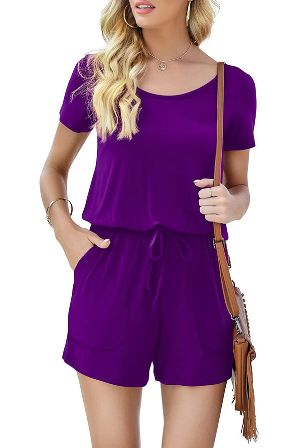 Bingerlily Women Purple Short Sleeve Romper