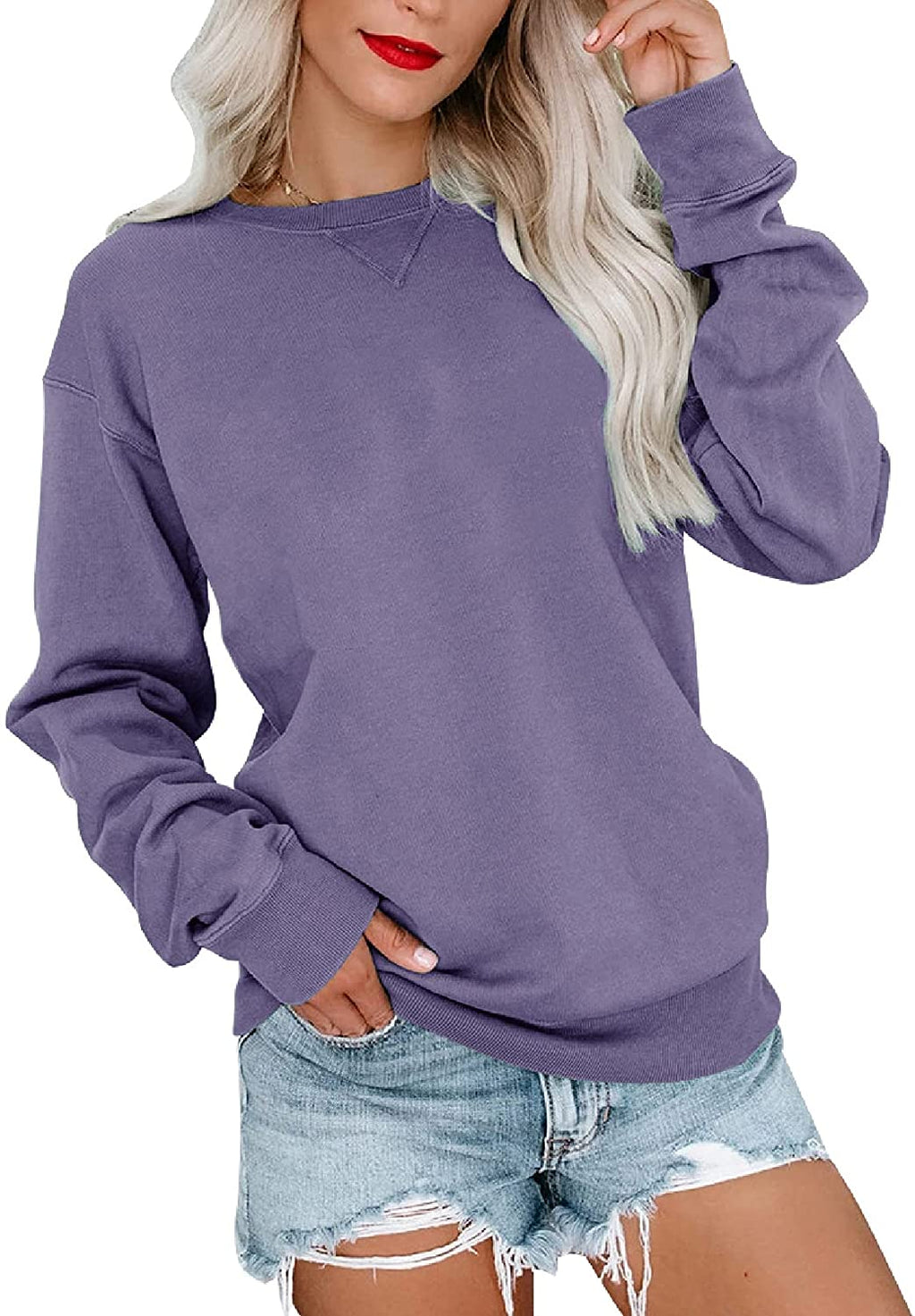 Bingerlily Women's Light Purple Sweatshirt