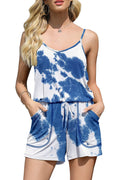 Bingerlily Women Tie Dye Blue Spaghetti Strap Romper