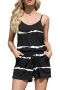 Bingerlily Women Black Stripe Spaghetti Strap Romper