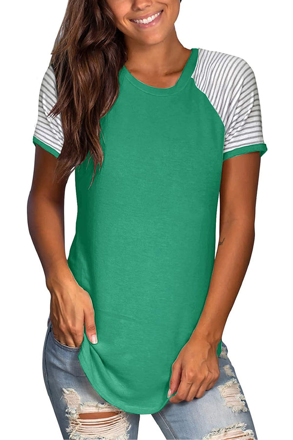 Bingerlily Green Short Sleeve Stripe Tops