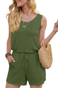 Bingerlily Women Army Green Sleeveless Romper